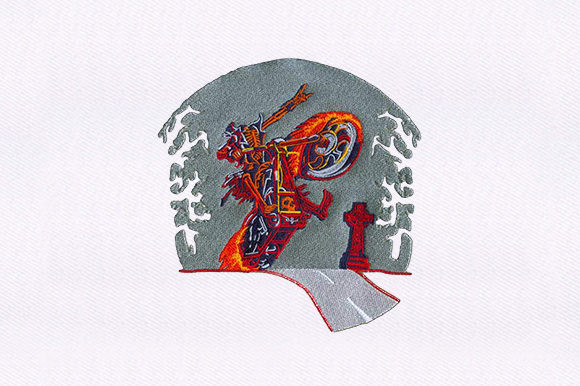 Flaming Chopper Bike: A Bold, Playful Embroidery for Personalized Gifts